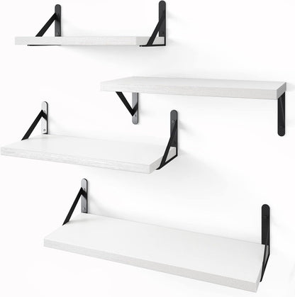 YGEOMER Floating Shelves for Wall, Different Sizes Dark Carbonized Brown Wall Shelves for Living Room, Bathroom, Bedroom, Kitchen, Home Decor (Set of 4)