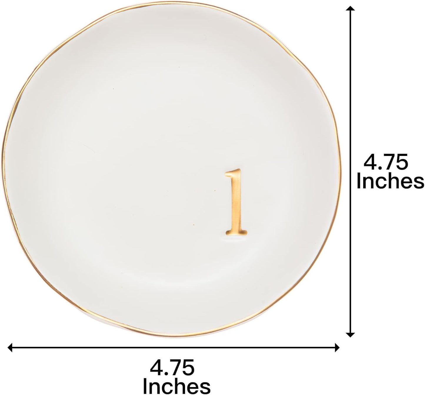 COLLECTIVE HOME - Ceramic Jewelry Tray, Decorative Trinket Dish for Rings Earrings Necklaces Bracelet Watch Keys, Birthday Mother's Day Christmas Gift for Women, 4.75", White Surface (M)