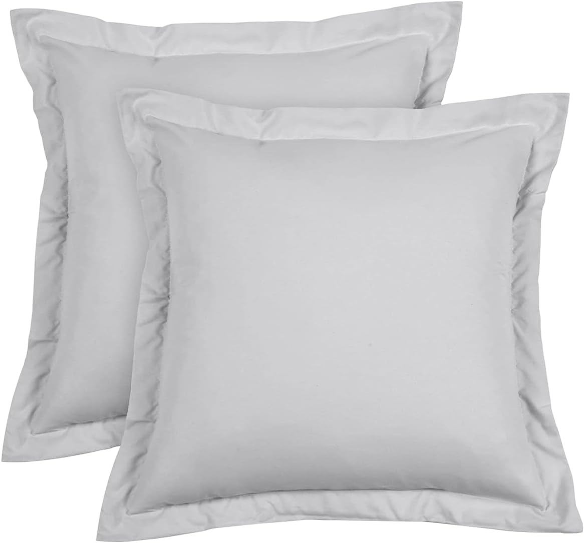Euro Sham Covers 26x26 Set of 2 White 600 Thread Count 100% Egyptian Cotton Pack of 2 Euro 26x26 Pillow Covers Cushion Cover Cases Soft Skin Friendly European Size Decorative Square Pillow Shams