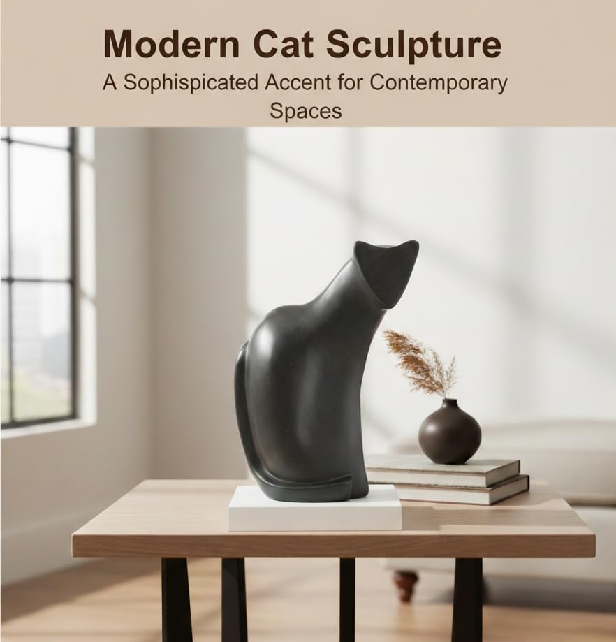 Young's Inc Cat Figurine - Cute Cat Statue - Whimsical Cat Decor for Cat Lovers, Collectibles and Meditation Decor - Cat with Eye Glasses - 4'' L X 3'' W X 5'' H