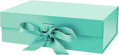 DaiJoob Gift Box with Lid for Presents 10.5x7.5x3.1 Inches with Ribbon and Magnetic Closure(1-Pack) (Black)