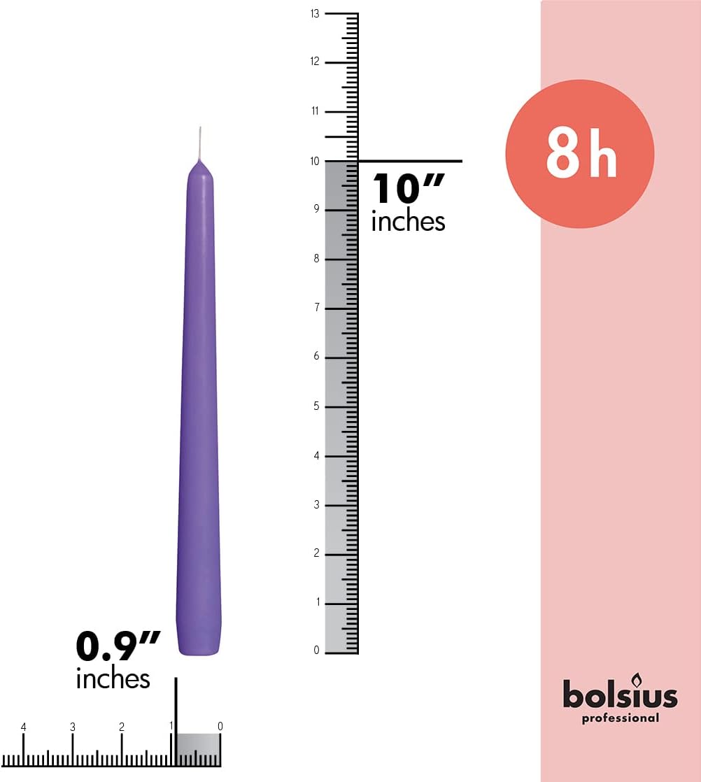 BOLSIUS Ivory Taper Candles - 10 Pack Unscented 10 Inch Dinner Candle Set - 8 Hours Burn Time - Premium European Quality - Smokeless and Dripless Household, Wedding, Party, and Home Décor Candlesticks