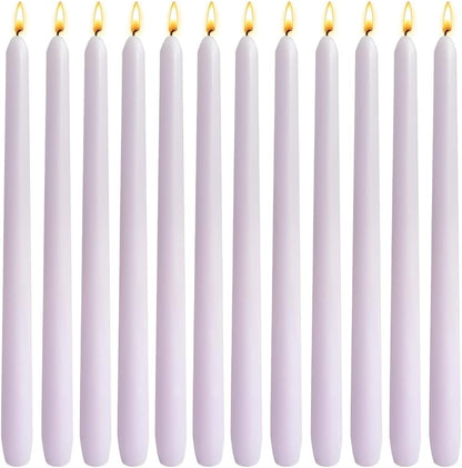 12-Pack Olive Green Taper Candles, 10 Inch Unscented Dripless Candlesticks, Long-Lasting Burn Time of 7-8 Hours, Perfect for Christmas Home Décor Spring and St. Patrick's Day