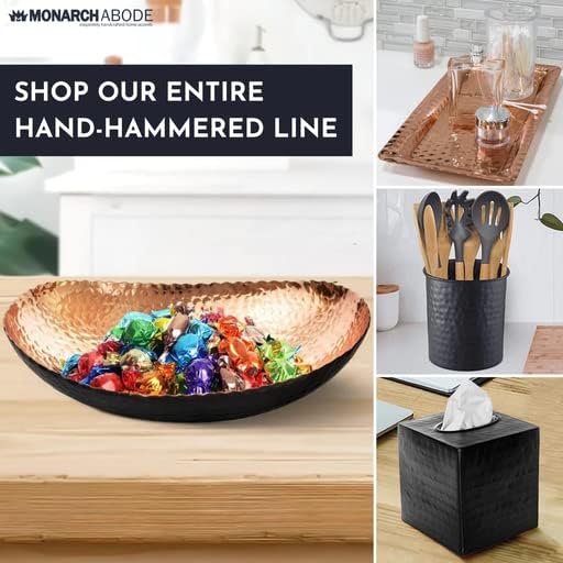 Monarch Abode Decorative Bowl for Home Decor – 7.5-Inch Black and Copper Plated Hand Hammered Key Bowls for Entryway Table, Fruit & Potpourri Bowl for Centerpiece, Modern Catch All Key Holder Bowl