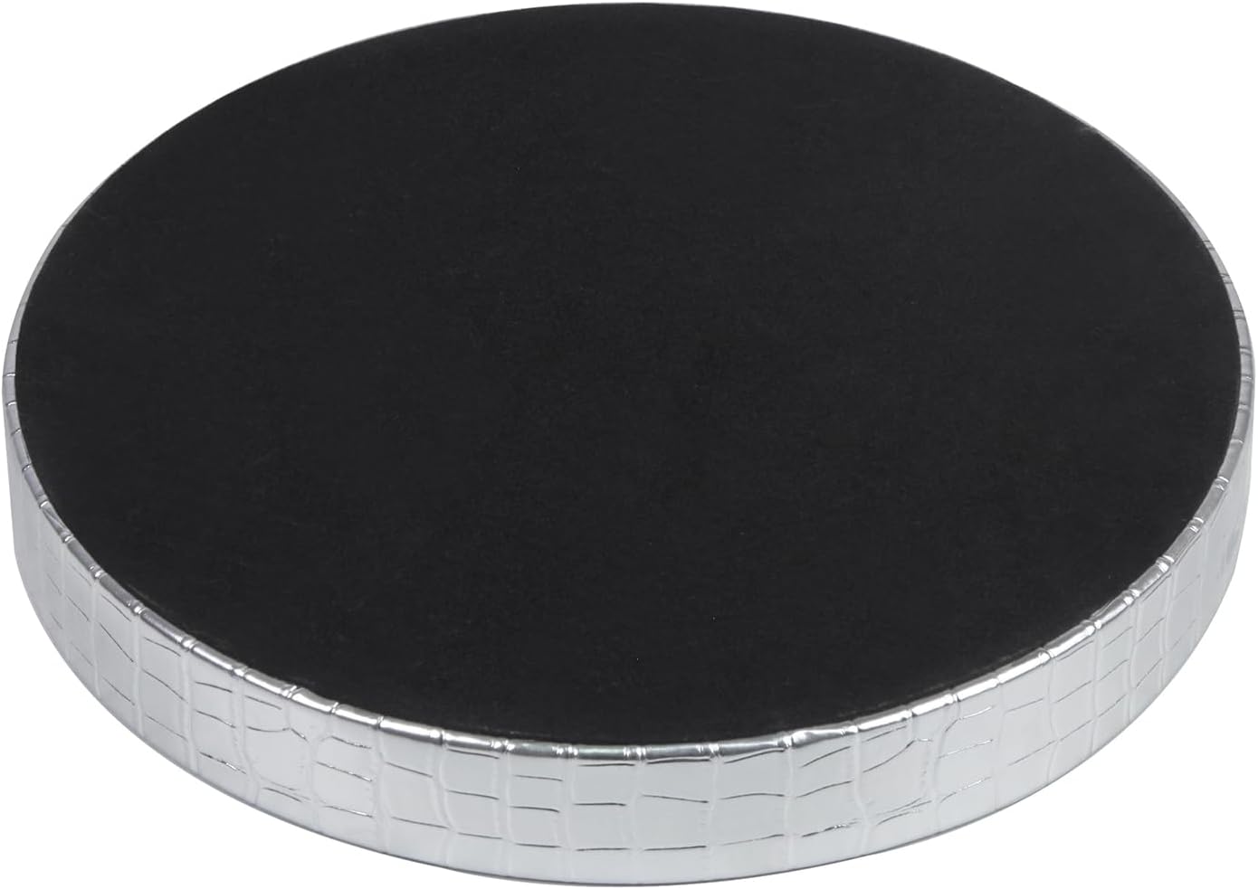 HofferRuffer Round Serving Tray 20'', Elegant Faux Leather Circle Ottoman Table Tray, Serve Tea Coffee Breakfast in Bedroom Living Room Kitchen (Brown)