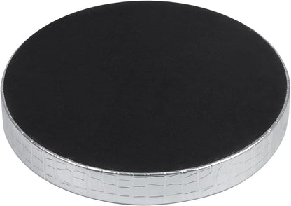 HofferRuffer Round Serving Tray 20'', Elegant Faux Leather Circle Ottoman Table Tray, Serve Tea Coffee Breakfast in Bedroom Living Room Kitchen (Brown)