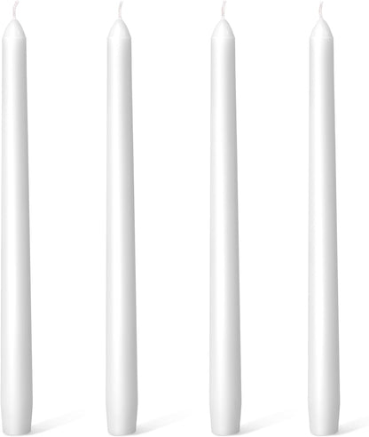 Everymoment Ivory Taper Candles - 4 Pack 10 Inch Candlesticks - Dripless & Smokeless Tapered Candle 8 Hours Unscented Cream Candle Sticks - Perfect for Wedding Holiday Dinner Party Home Decor