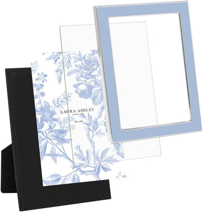 Laura Ashley 5x7 Navy Enamel Picture Frame, Gold Metal Edge with Easel, for Countertop, Counterspace, Tabletop Display, Bookshelf, Desk, Wall Décor, Photo Gallery (5x7, Navy W/Gold)