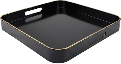 Green Decorative Tray with Handles, Versatile Serving Tray for Coffee Table, Ottoman, Ideal for Serving, Displaying, Organizing, 15.7"*10.2"*1.57"