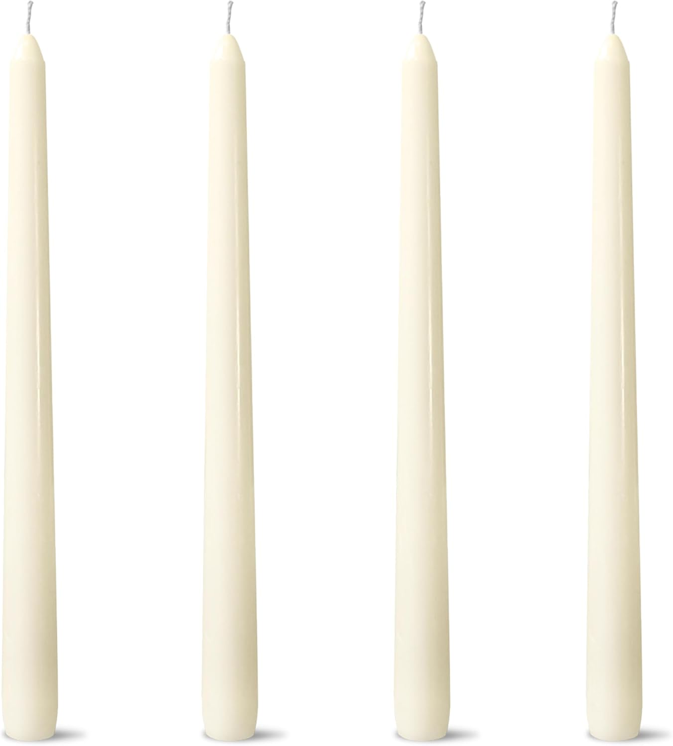 4 Pack White Taper Candles丨Taper Candles 10 Inch Dripless丨Unscented & Smokeless Candlesticks Bulk丨7-8 Hours Long Burning Tall Candles丨Ideal for Christmas Weddings Parties Dinner