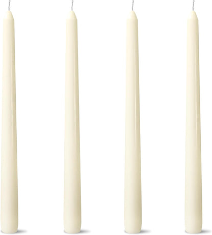 4 Pack White Taper Candles丨Taper Candles 10 Inch Dripless丨Unscented & Smokeless Candlesticks Bulk丨7-8 Hours Long Burning Tall Candles丨Ideal for Christmas Weddings Parties Dinner
