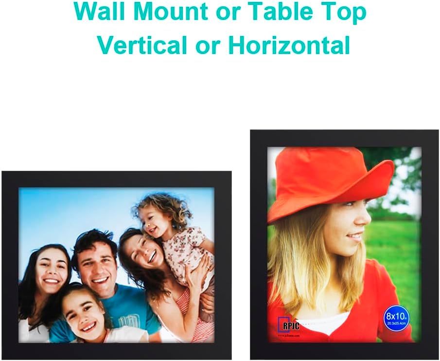 RPJC 5x7 Picture Frames Made of Solid Wood High Definition Glass for Table Top Display and Wall Mounting Photo Frame Black