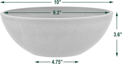PSW Pot Collection M30DC 12-inch Plastic/Stone/Wood Composite Low Bowl Planter – No Drainage Hole (Drillable), Shallow Indoor/Outer Pot for Succulents, Bonsai, Fairy Gardens, Herbs, Dark Charcoal
