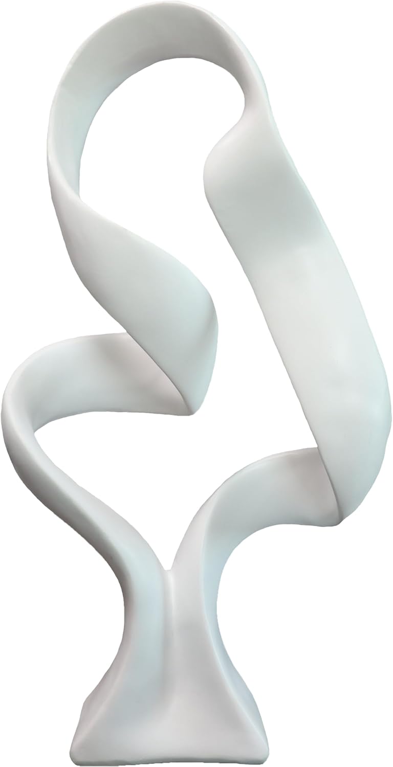 10" Modern Abstract Ribbon Decorative Sculpture, Knot Sculptures,Home Decor,Coffee Table Statues,Dining Living Room Desk Decor（White）