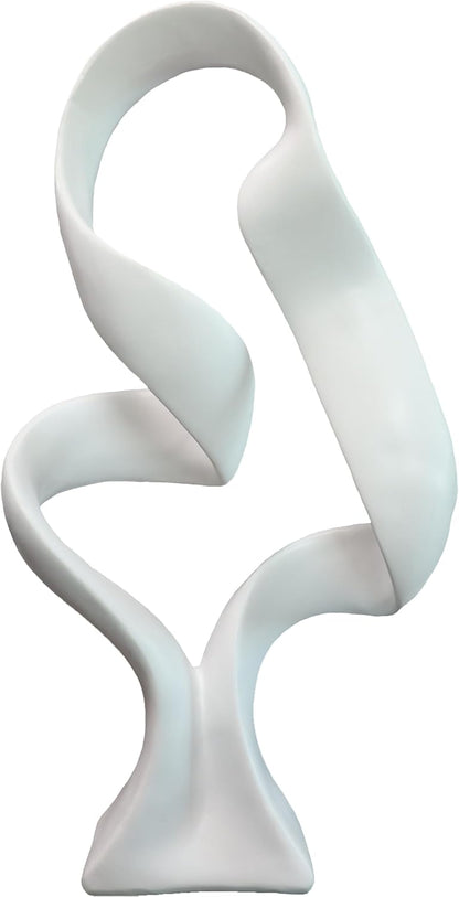 10" Modern Abstract Ribbon Decorative Sculpture, Knot Sculptures,Home Decor,Coffee Table Statues,Dining Living Room Desk Decor（White）