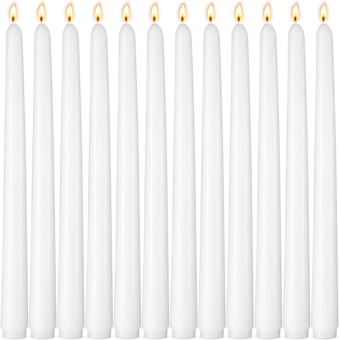 12-Pack Olive Green Taper Candles, 10 Inch Unscented Dripless Candlesticks, Long-Lasting Burn Time of 7-8 Hours, Perfect for Christmas Home Décor Spring and St. Patrick's Day