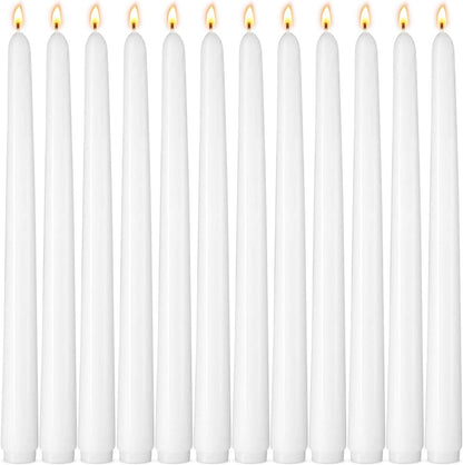 12-Pack Olive Green Taper Candles, 10 Inch Unscented Dripless Candlesticks, Long-Lasting Burn Time of 7-8 Hours, Perfect for Christmas Home Décor Spring and St. Patrick's Day