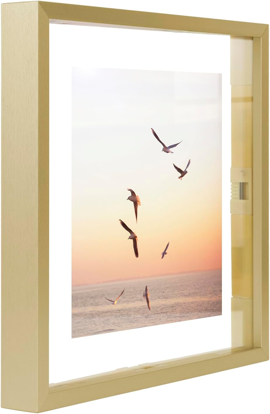 Frametory, Floating Picture Frame 12x16 - Black Aluminum Metal Photo Frame - Real Glass of Front - for Wall Mount Display