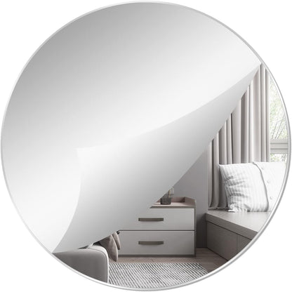 12'' Round Wall Mirror Tiles High Clear Reflecticon Self Adhesive Acrylic Mirror Sheets Circle Stickers for Bathroom, Bedroom, Door, Home Decor