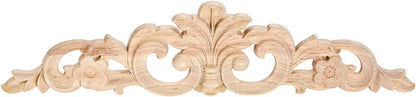 MUXSAM Carved Wood Appliques Onlays, Long Wooden Decals Trim Molding Rosette Inlays for Door Wall Mantel Cabinet Door Dresser Closet Mirror Decoration Furniture Transfer(1-Pack, 20x5cm/7.9" x2)