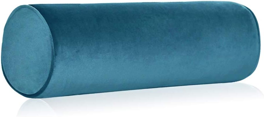 Tinbolunce Memory Foam Roll Pillow for Knee/Leg/Neck - Full Moon Bolster/Round Cylinder Pillow for Sleeping on Side or Back - Removable Cooling Cover Length 18" x 6" Diameter (Navy Blue)