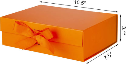 DaiJoob Gift Box with Lid for Presents 10.5x7.5x3.1 Inches with Ribbon and Magnetic Closure(1-Pack) (Black)