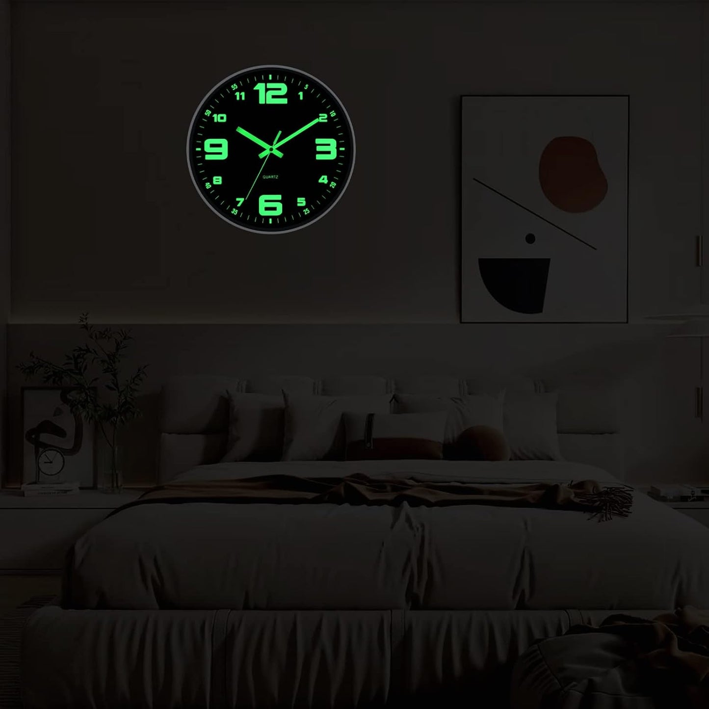 HZDHCLH Wall Clocks Battery Operated,12 inch Silent Non Ticking Modern Wall Clock for Living Room Bedroom Kitchen Office Classroom Decor (Olive Green and Gold)