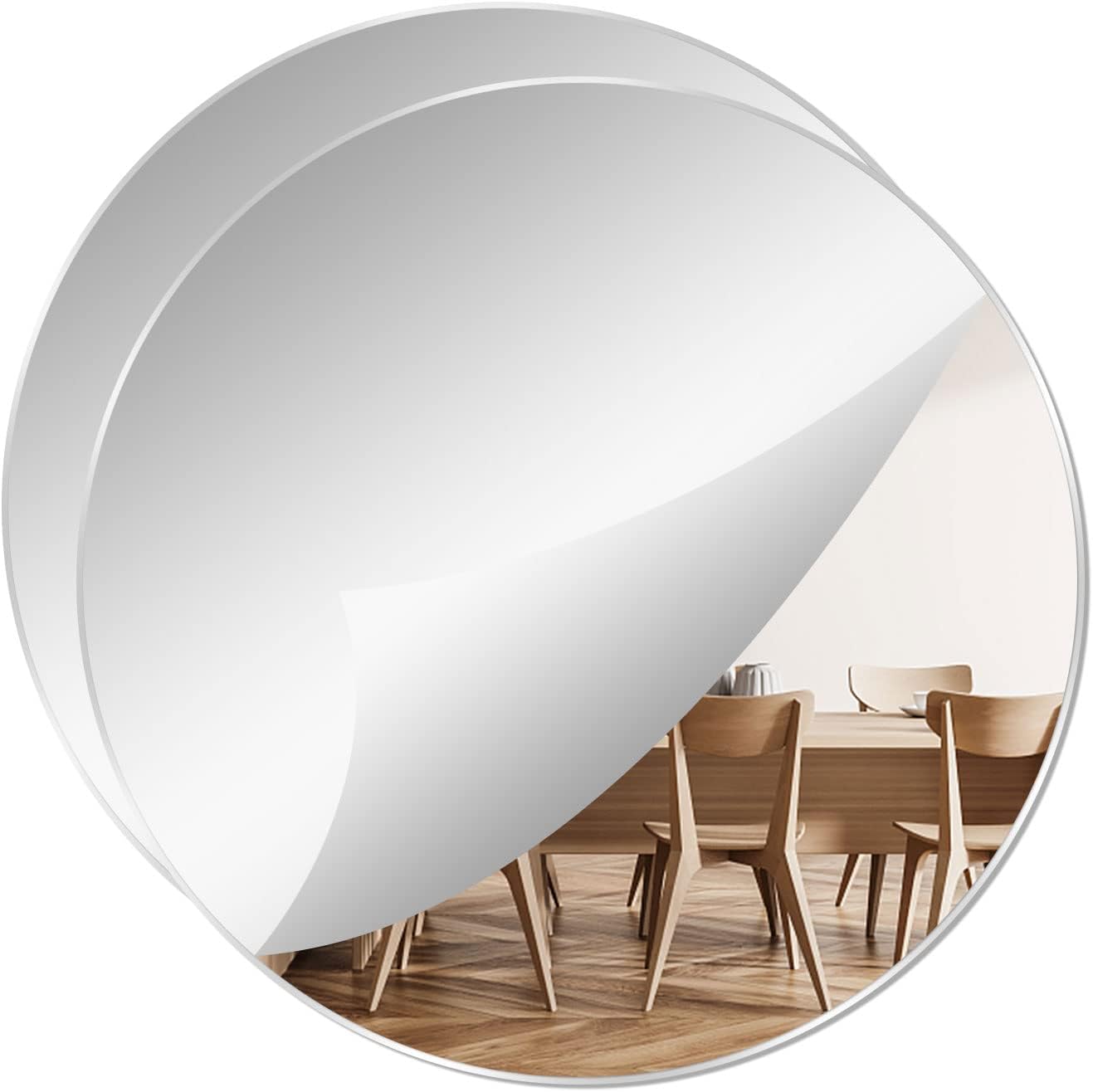 7.87" Round Wall Mirror Tile Self Adhesive Acrylic Mirror Sheet Sticker for Bathroom, Bedroom, Door, Home Decor