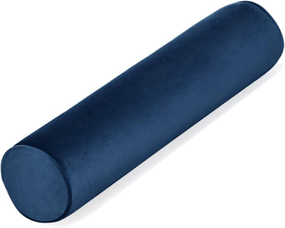 Tinbolunce Memory Foam Roll Pillow for Knee/Leg/Neck - Full Moon Bolster/Round Cylinder Pillow for Sleeping on Side or Back - Removable Cooling Cover Length 18" x 6" Diameter (Navy Blue)