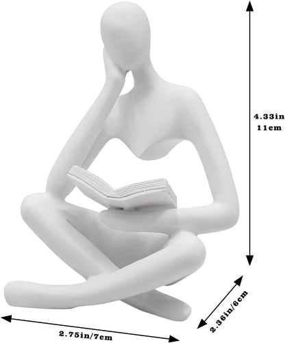Jinkoozz Reading Women Statue, Thinker Sculptures, Abstract Art Ornament, Modern Aesthetic Figurine Decoration, Suitable for Home Living Room Bedroom Office Shelf Table Desk Bookshelf Decor