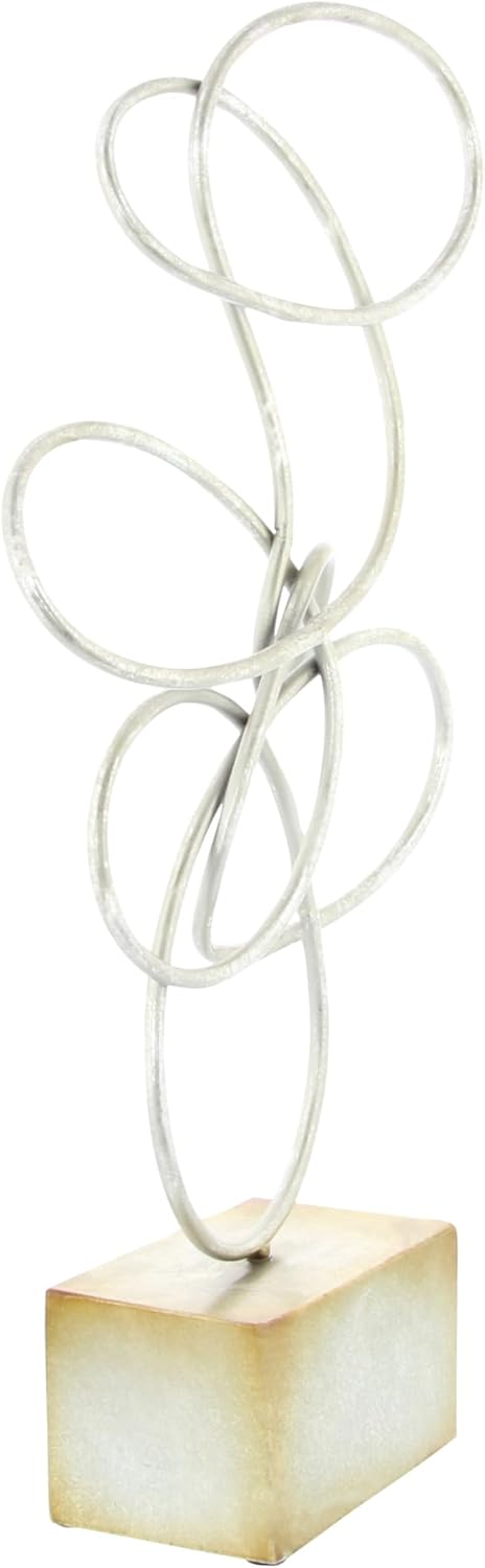 Deco 79 Metal Abstract Decorative Sculpture Swirl Home Decor Statue, Accent Figurine 10" x 4" x 22", Silver