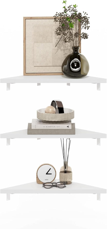 Furinno Rossi 5-Tier Wall Mount Floating Radial Corner Shelf, White