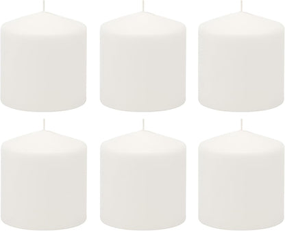 Stonebriar Unscented White Tall Pillar Candles, 65 Hour Burning Candle Pillars, Perfect for Decor, Weddings, Emergencies 3" X 6", 6 count
