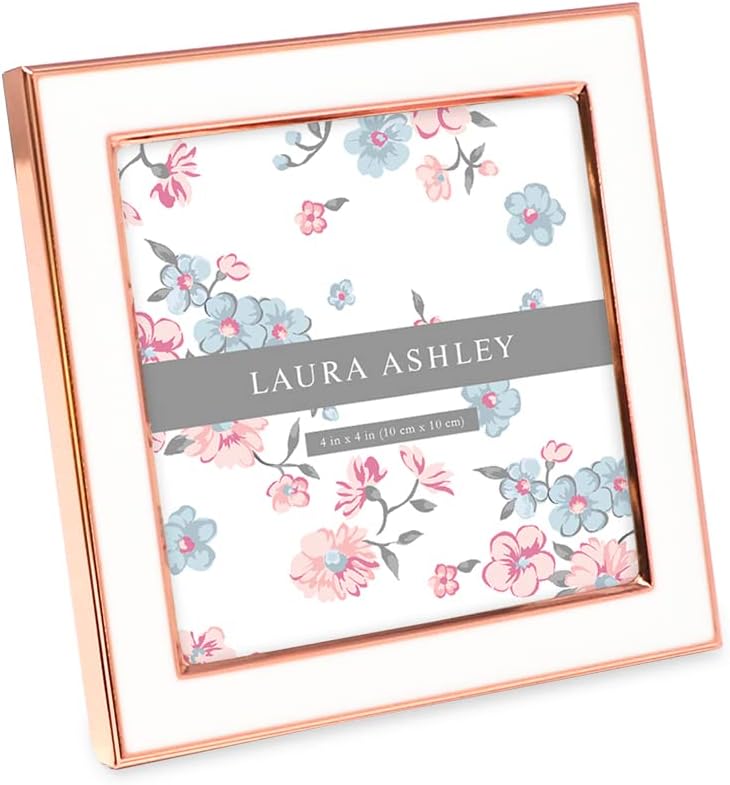 Laura Ashley 5x7 Navy Enamel Picture Frame, Gold Metal Edge with Easel, for Countertop, Counterspace, Tabletop Display, Bookshelf, Desk, Wall Décor, Photo Gallery (5x7, Navy W/Gold)