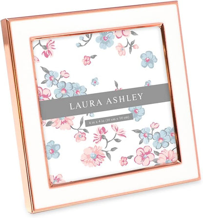 Laura Ashley 5x7 Navy Enamel Picture Frame, Gold Metal Edge with Easel, for Countertop, Counterspace, Tabletop Display, Bookshelf, Desk, Wall Décor, Photo Gallery (5x7, Navy W/Gold)