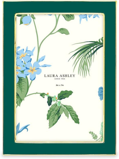 Laura Ashley 5x7 Navy Enamel Picture Frame, Gold Metal Edge with Easel, for Countertop, Counterspace, Tabletop Display, Bookshelf, Desk, Wall Décor, Photo Gallery (5x7, Navy W/Gold)