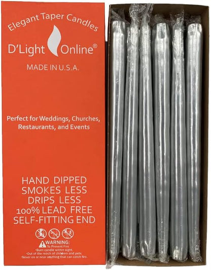 D'light Online White Taper Candles, 10 Inch Premium Quality Candles Hand-Dipped Tapered Candles, Dripless, Smokeless and Unwrapped Bulk Pack for Events - Set of 12 (10 Inch, White)