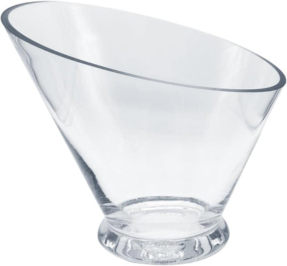 WGVI Clear Slant Cut Bowl Glass Vase, Glass Terrarium, Candy Dish, Glassware, Slant Open: 7". Height: 6" x 2.7". Base: 4" (1 Piece)
