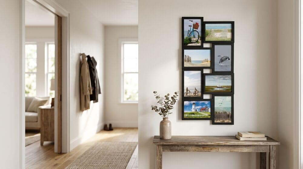 MELANNCO Collage Picture Frame for Wall, Holds 12 Photos - Six 4x6 and Six 6x4 Images, 18x23 Inch Black Plastic Frame, Hang Horizontal or Vertical, Gallery Wall Decor