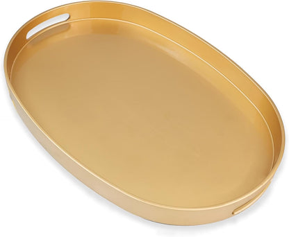 Green Decorative Tray with Handles, Versatile Serving Tray for Coffee Table, Ottoman, Ideal for Serving, Displaying, Organizing, 15.7"*10.2"*1.57"