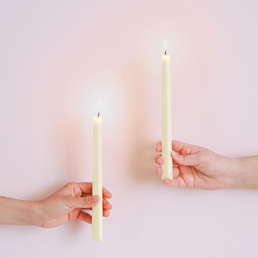 8'' Natural Ivory White Beeswax Taper Candles Set of 6, DEYBBY Smokeless and Dripless Beeswax Candles, Long Lasting Burning
