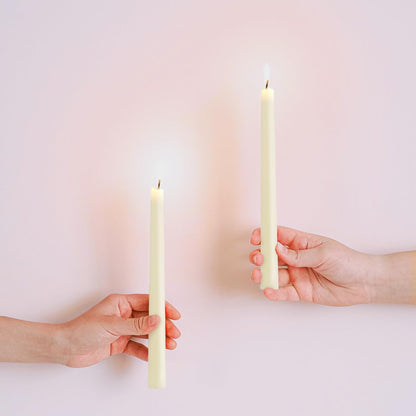 8'' Natural Ivory White Beeswax Taper Candles Set of 6, DEYBBY Smokeless and Dripless Beeswax Candles, Long Lasting Burning