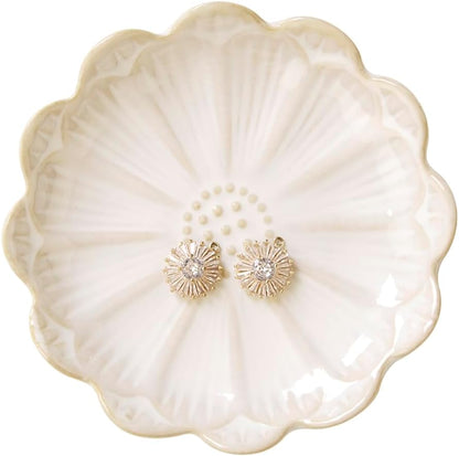 JAMEND CLXP Lotus Leaf Shape Decorative Ring Tray, Small Key Bowl, Ceramic Trinket Tray Jewelry Dish Organizing Necklace Earrings, Home Decoration for Mom Best Friend Sister, Pink.