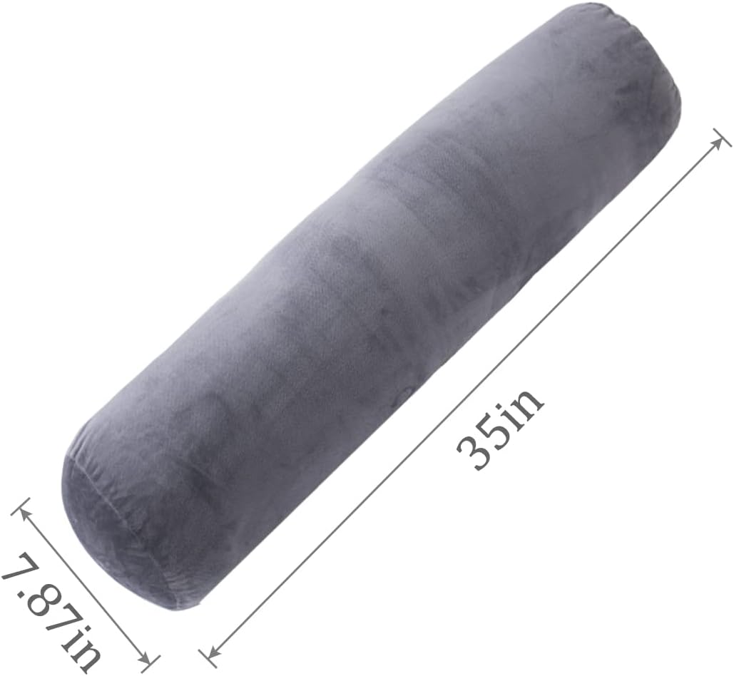 1 MIDDLE ONE Body Pillow for Adults, Bolster Pillow with Removable Velvet Cover, Long Round Cervical Roll Pillow, 47 x 7.87 Inches, Grey