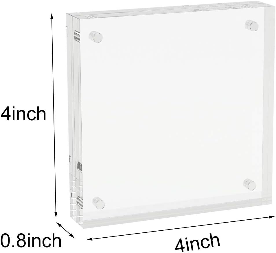 AITEE 4x6 Acrylic Picture Frames 3 Pack, 20% Thicker Block, Clear Picture Frames Freestanding Double Sided Magnetic Acrylic Lucite Frameless Transparent Square Frame Gift for Desktop Display