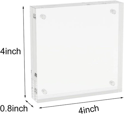AITEE 4x6 Acrylic Picture Frames 3 Pack, 20% Thicker Block, Clear Picture Frames Freestanding Double Sided Magnetic Acrylic Lucite Frameless Transparent Square Frame Gift for Desktop Display