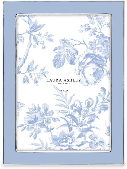 Laura Ashley 5x7 Navy Enamel Picture Frame, Gold Metal Edge with Easel, for Countertop, Counterspace, Tabletop Display, Bookshelf, Desk, Wall Décor, Photo Gallery (5x7, Navy W/Gold)