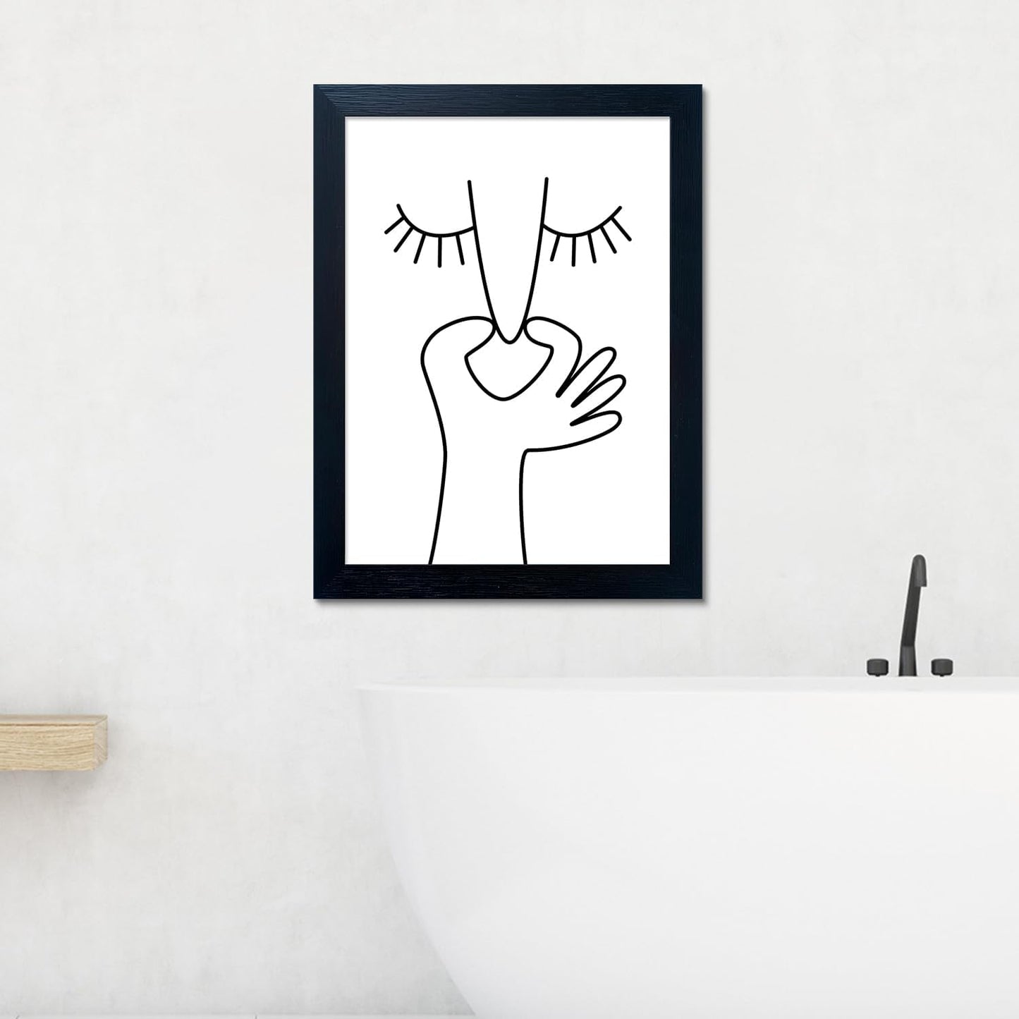 Bathroom Picture Wall Decor, Framed Black and White Bathroom Wall Art, Toilet Paper in Little Funny Raccoon's Hand Animal Canvas Print Painting