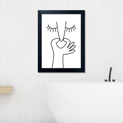 Bathroom Picture Wall Decor, Framed Black and White Bathroom Wall Art, Toilet Paper in Little Funny Raccoon's Hand Animal Canvas Print Painting