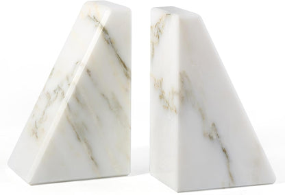Karibiber Travertine Bookends for Heavy Books, Marble Decorative Bookends for Shelves, Heavy-Duty Stone Book Ends for Hardback Book & Cookbooks, Unique Book Stopper & Holder, Travertino Italy